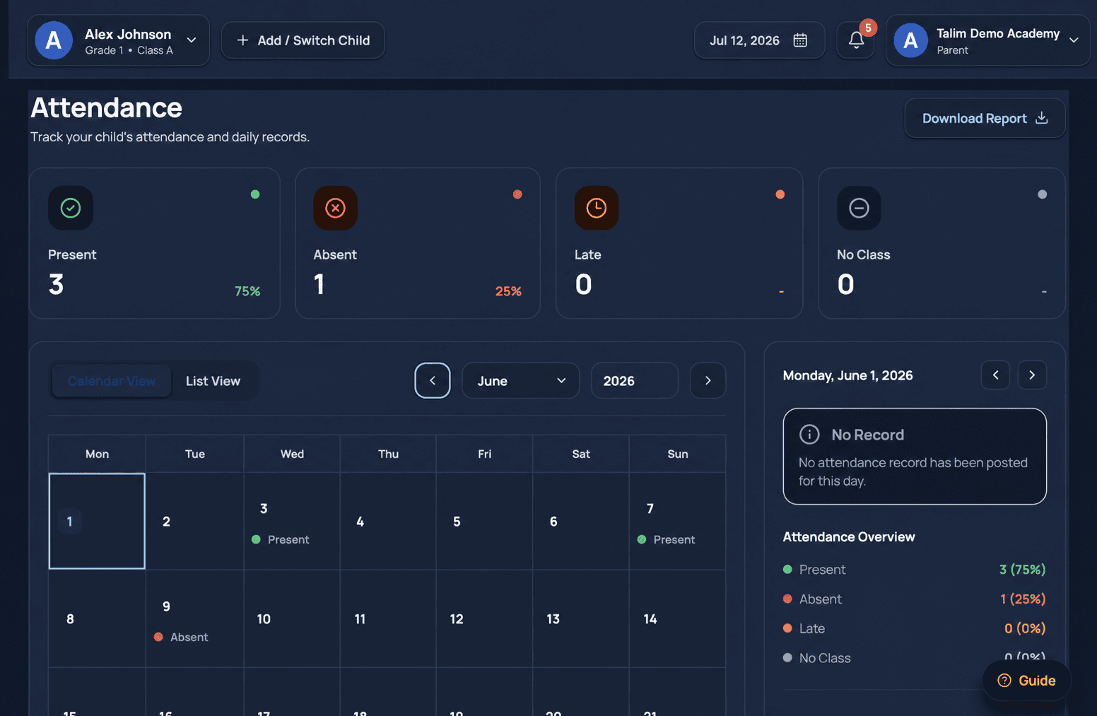 Attendance: Real-time tracking