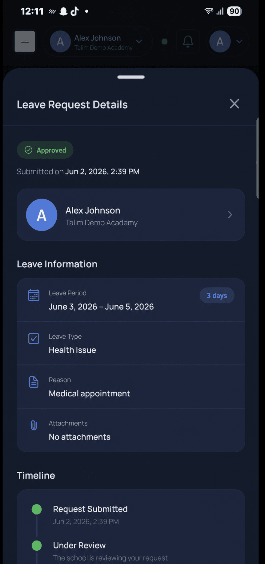 Leave Requests: Approvals and timeline