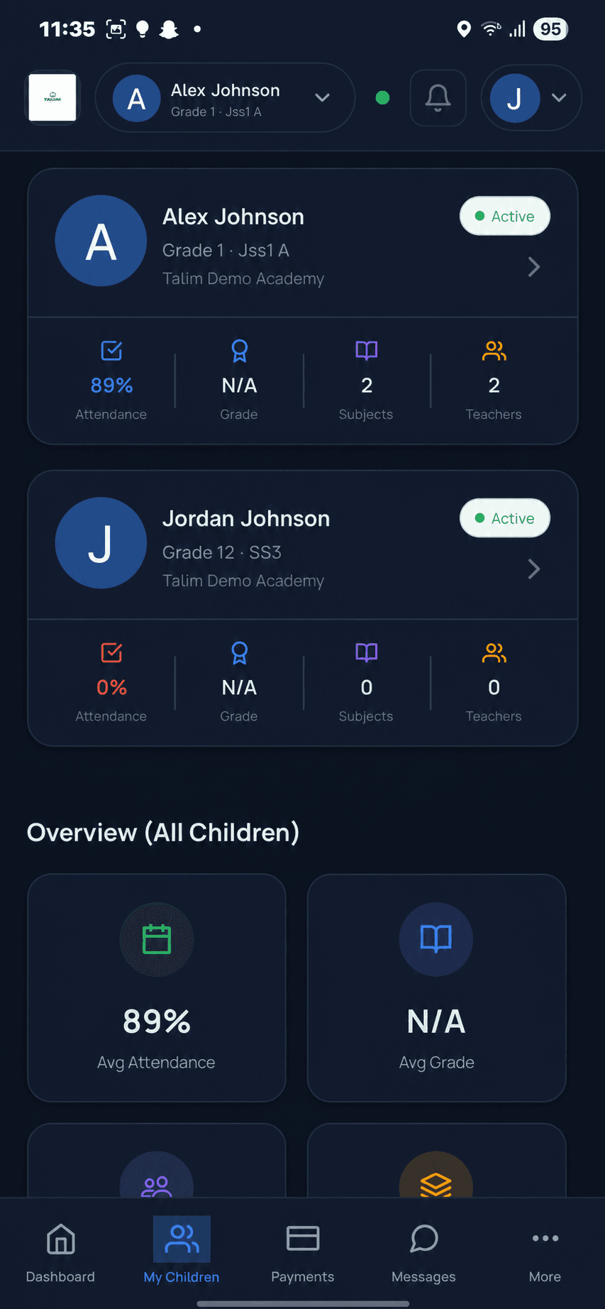 My Children: Parent overview