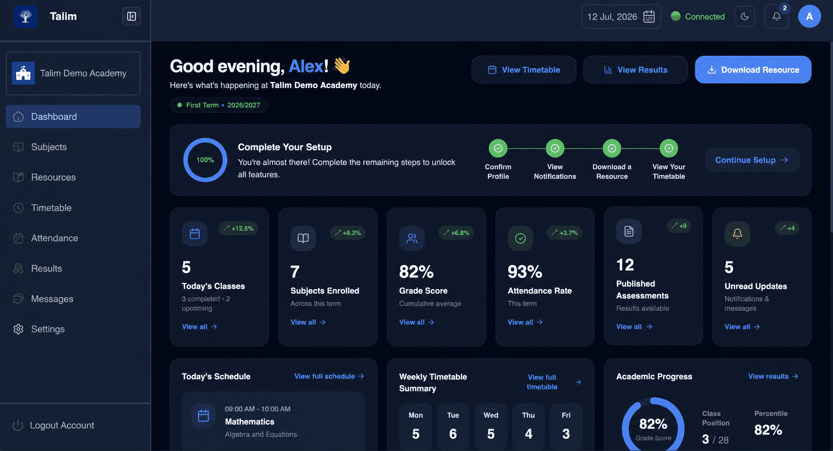 Student Portal: Learner progress